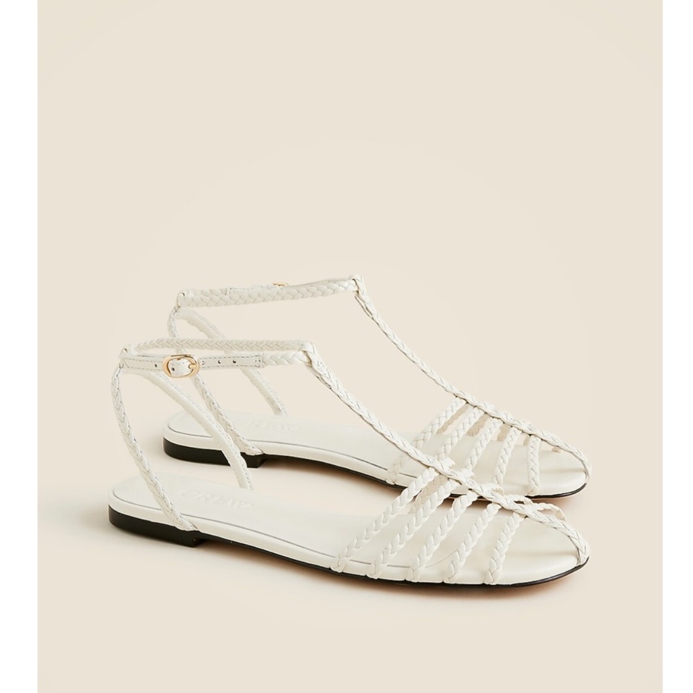 J. Crew Brand New Braided Leather Cage Toe Sandals
